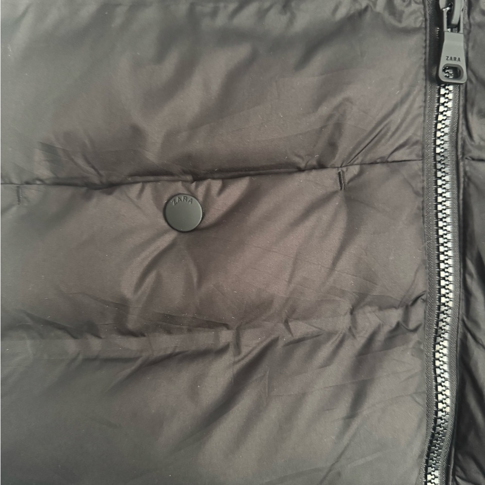 ZARA Kids Matte Black Hooded Puffer Vest Unisex Size 8-9 - Picture 5 of 5